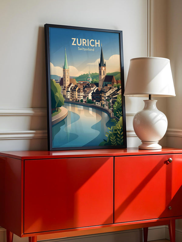 Zurich Fluss Altstadt Pastell