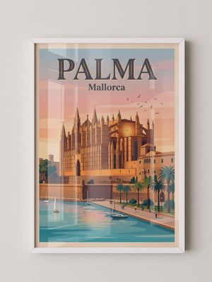 Kathedrale Palma Retro-Illustration