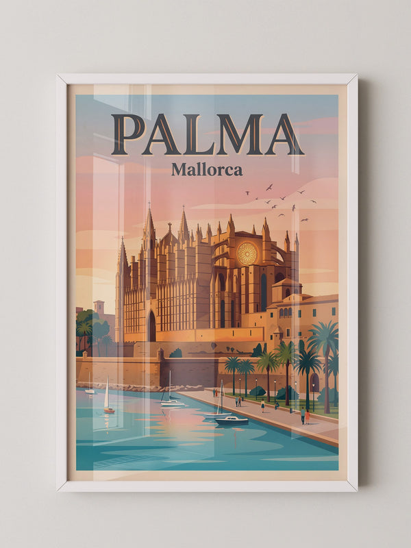 Kathedrale Palma Retro-Illustration