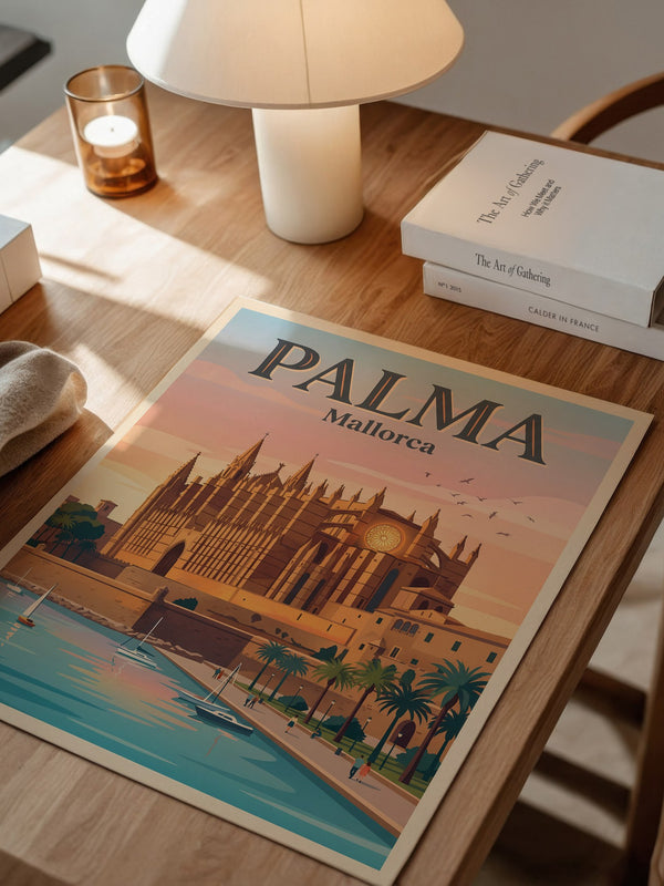 Kathedrale Palma Retro-Illustration