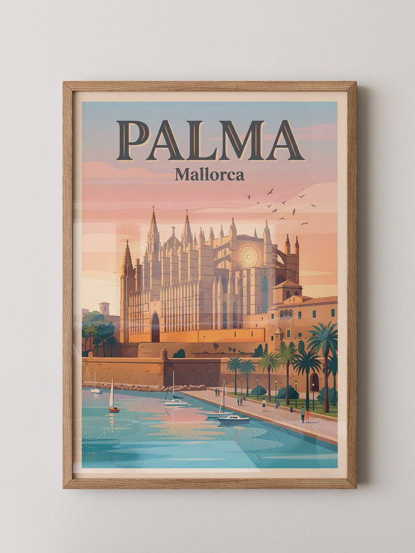 Kathedrale Palma Retro-Illustration