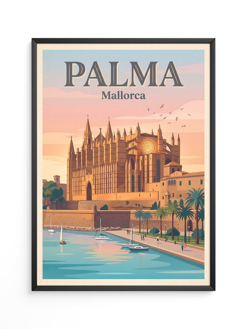 Kathedrale Palma Retro-Illustration