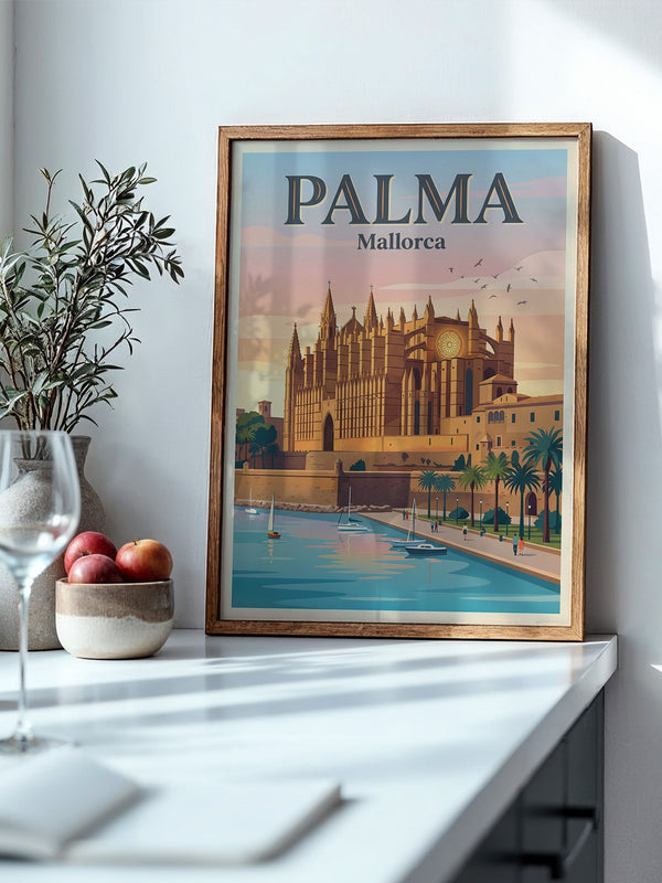 Kathedrale Palma Retro-Illustration