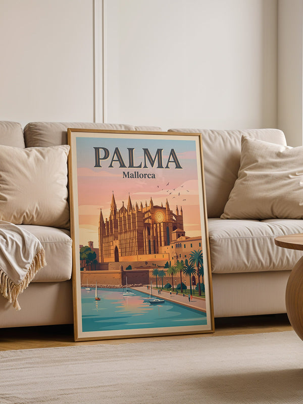 Kathedrale Palma Retro-Illustration