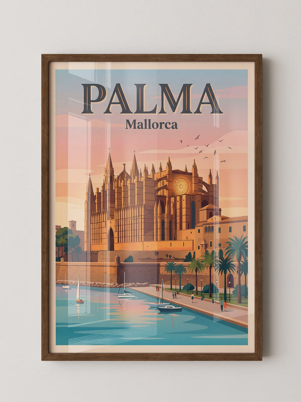 Kathedrale Palma Retro-Illustration