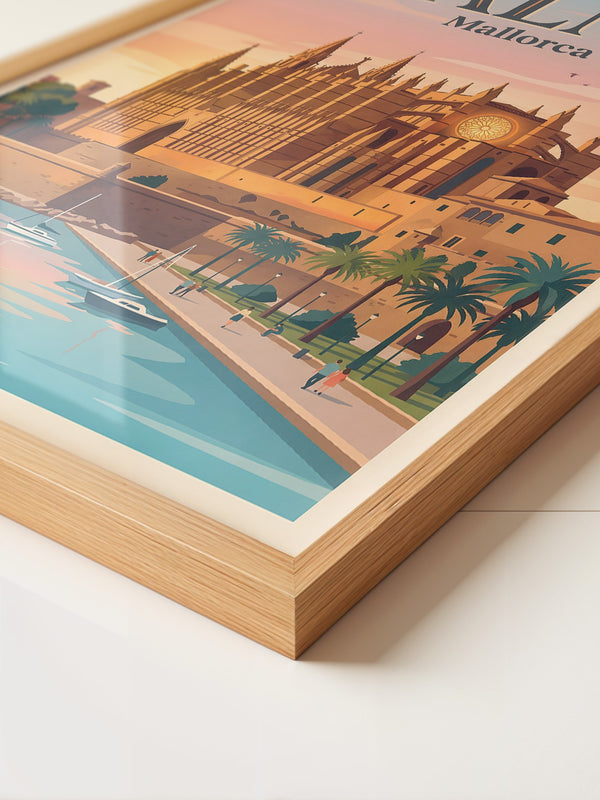 Kathedrale Palma Retro-Illustration