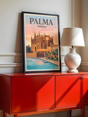 Kathedrale Palma Retro-Illustration