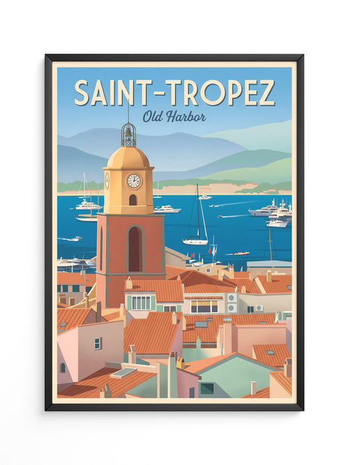 Saint-Tropez Hafen Retro Stil