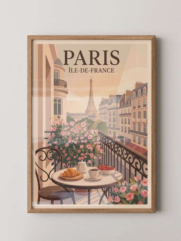 Paris Frühstück Balkon Pastell