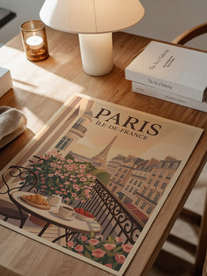 Paris Frühstück Balkon Pastell