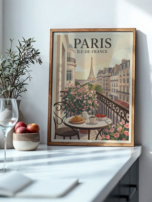 Paris Frühstück Balkon Pastell