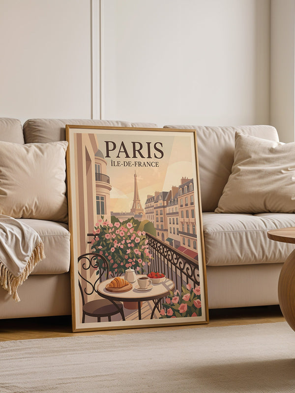 Paris Frühstück Balkon Pastell