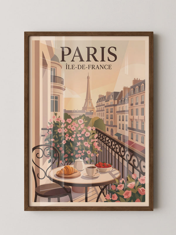 Paris Frühstück Balkon Pastell