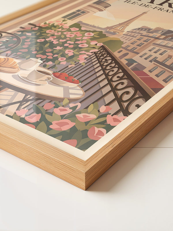 Paris Frühstück Balkon Pastell