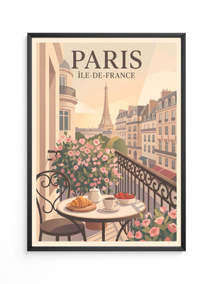Paris Frühstück Balkon Pastell