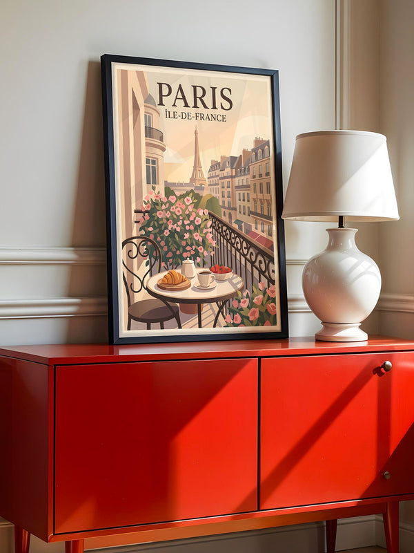 Paris Frühstück Balkon Pastell