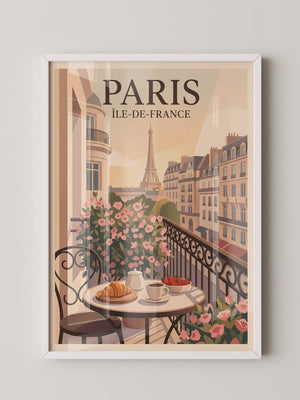 Paris Frühstück Balkon Pastell