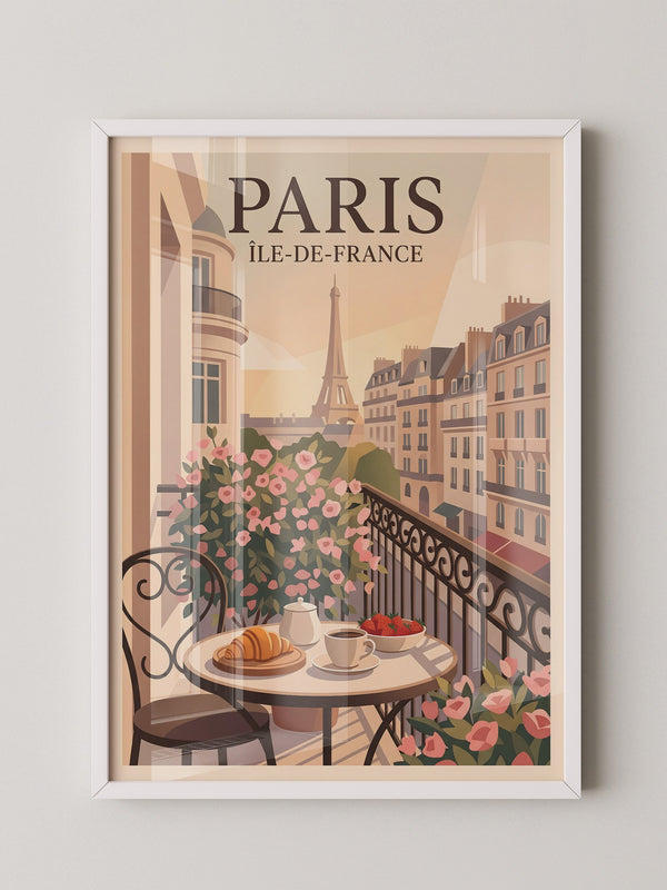 Paris Frühstück Balkon Pastell