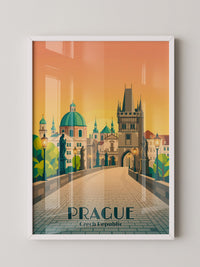 Prag Skyline Sonnenuntergang Retro