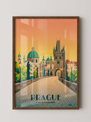 Prag Skyline Sonnenuntergang Retro