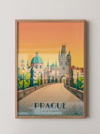 Prag Skyline Sonnenuntergang Retro
