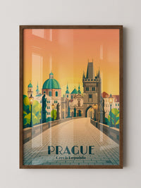 Prag Skyline Sonnenuntergang Retro