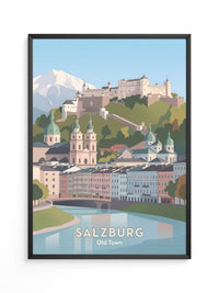 Salzburg Altstadt Pastellansicht