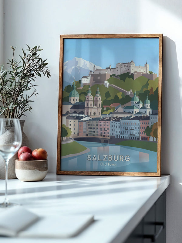 Salzburg Altstadt Pastellansicht
