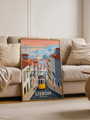 Tram in Lissabon Sonnenuntergang