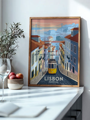 Tram in Lissabon Sonnenuntergang