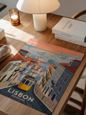 Tram in Lissabon Sonnenuntergang