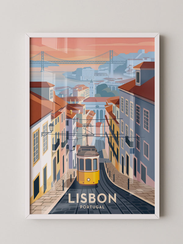 Tram in Lissabon Sonnenuntergang