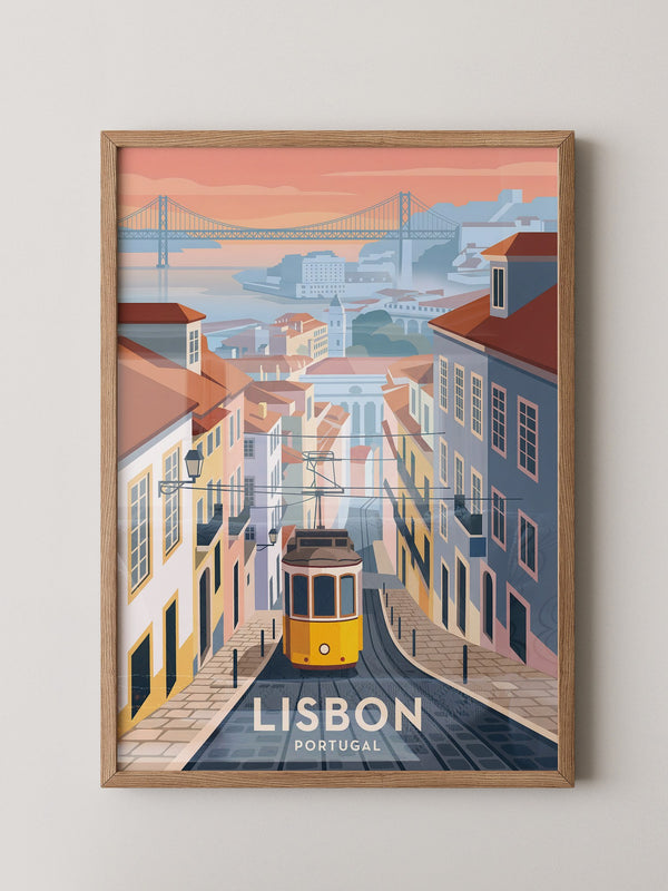 Tram in Lissabon Sonnenuntergang