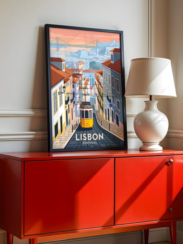 Tram in Lissabon Sonnenuntergang