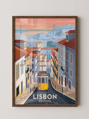 Tram in Lissabon Sonnenuntergang