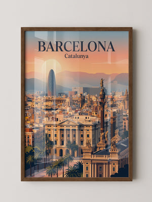 Barcelona Panorama Abendstimmung