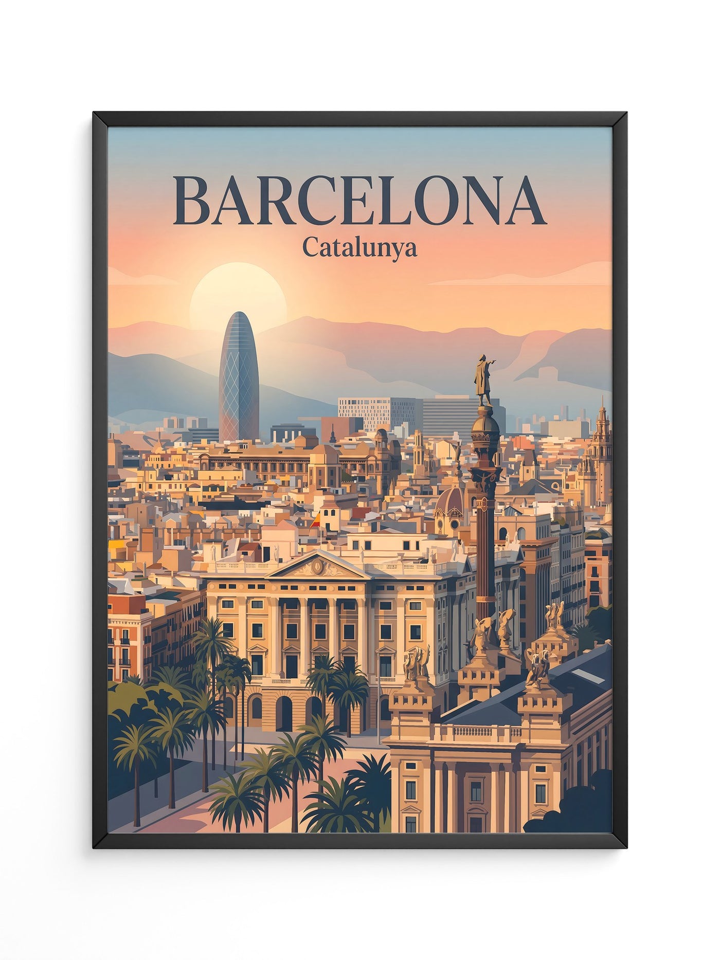 Barcelona Panorama Abendstimmung