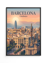 Barcelona Panorama Abendstimmung