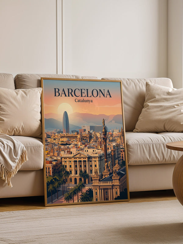 Barcelona Panorama Abendstimmung