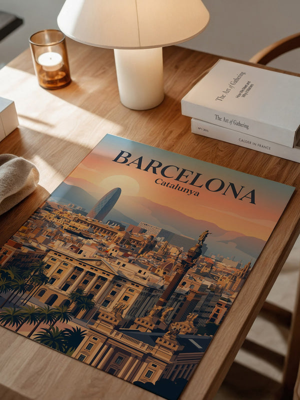 Barcelona Panorama Abendstimmung