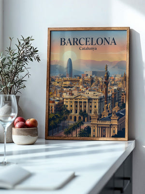 Barcelona Panorama Abendstimmung