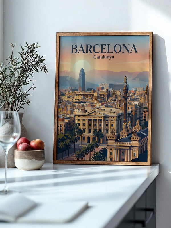Barcelona Panorama Abendstimmung