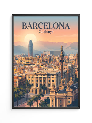 Barcelona Panorama Abendstimmung