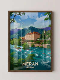 Meran Fluss Alpenszene Malerei