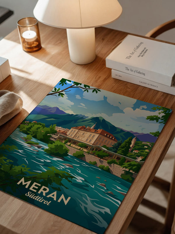 Meran Fluss Alpenszene Malerei