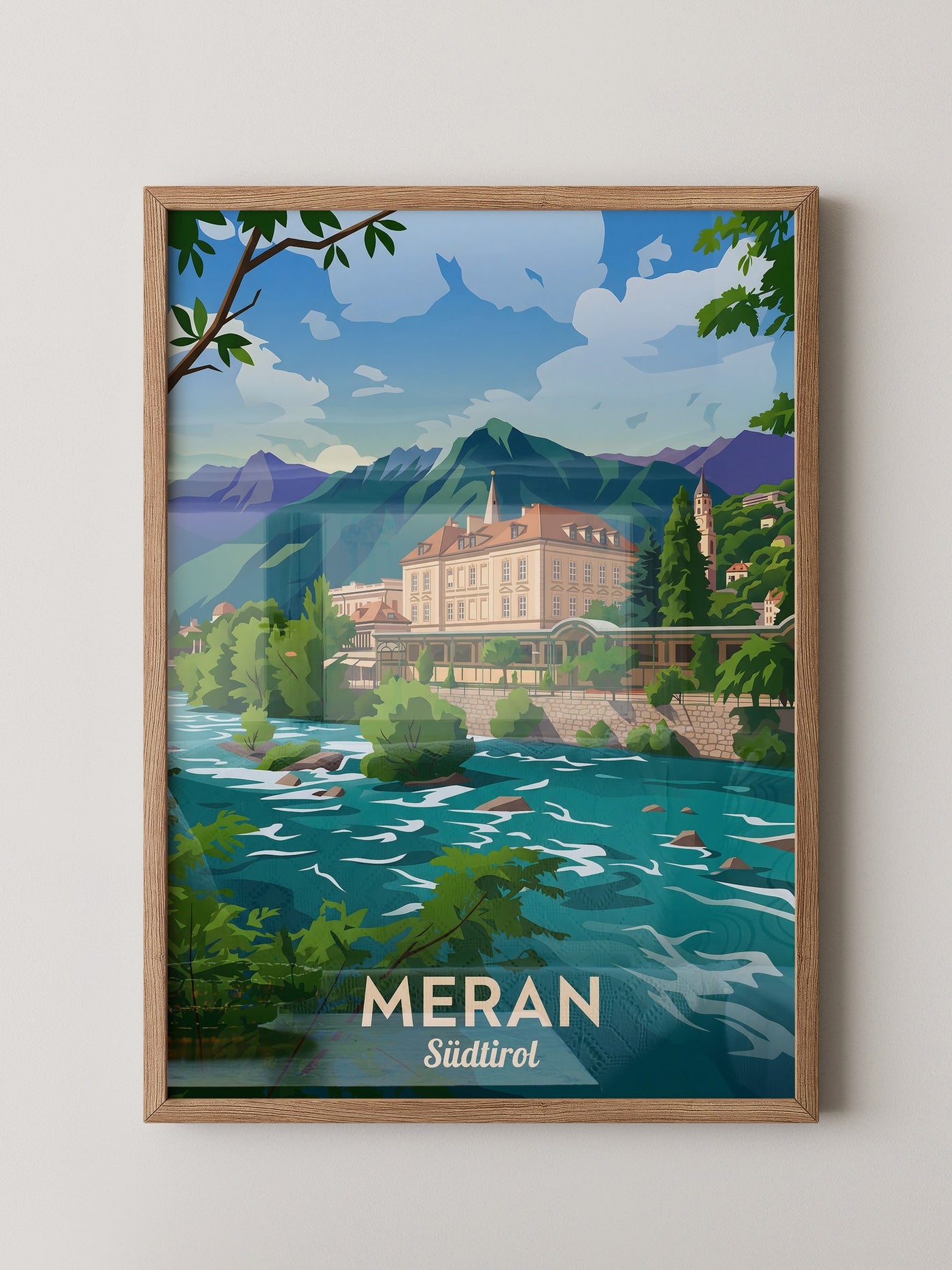 Meran Fluss Alpenszene Malerei