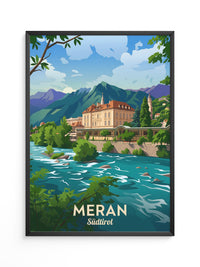 Meran Fluss Alpenszene Malerei