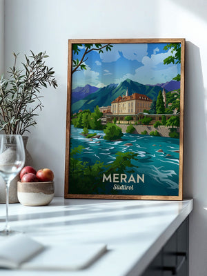Meran Fluss Alpenszene Malerei