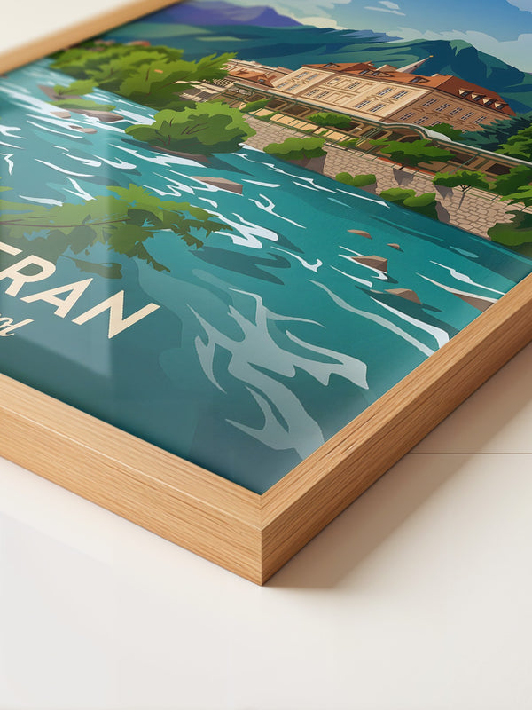 Meran Fluss Alpenszene Malerei