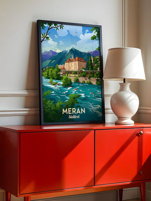 Meran Fluss Alpenszene Malerei